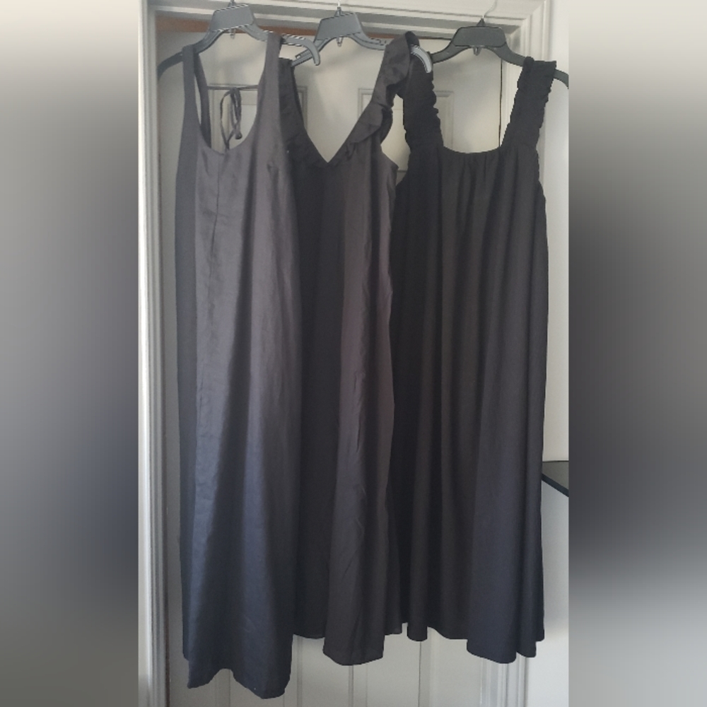 6 maxi dress or maternity dress xs, small or medium cotton, lyocell, linen black